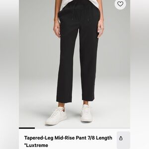 Lululemon casual Tapered Leg Pant 7/8 Length Luxtreme, black size 6
